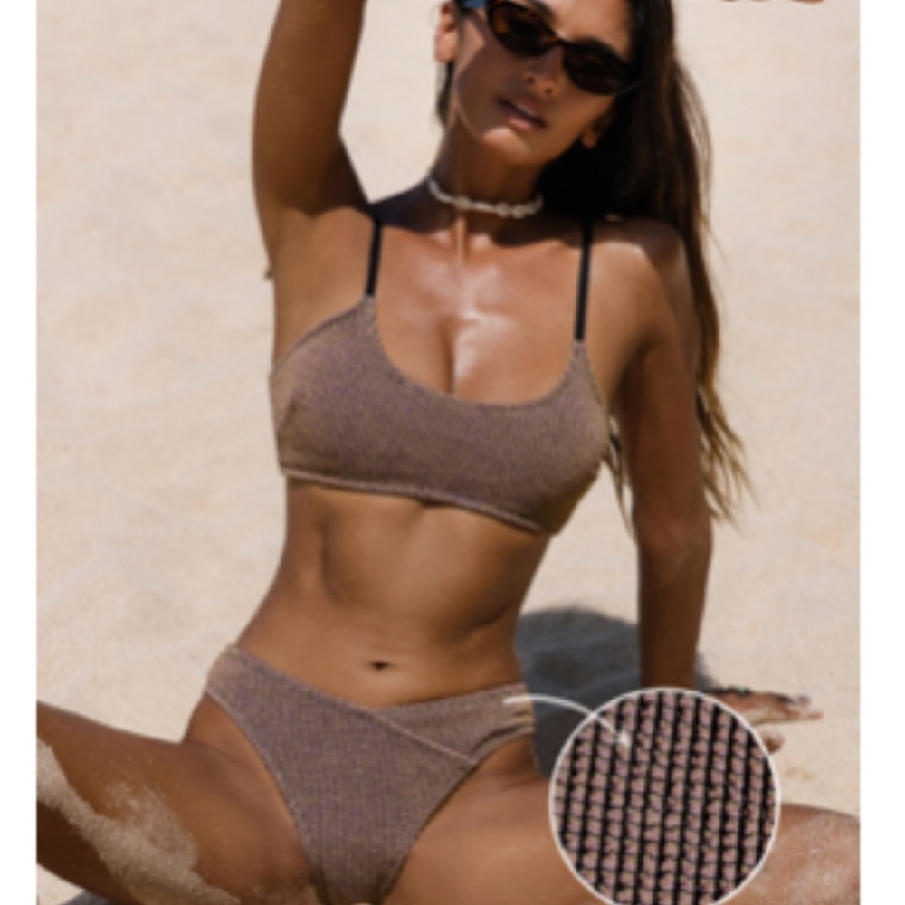 Cupshe Brown Textured Bikini Set